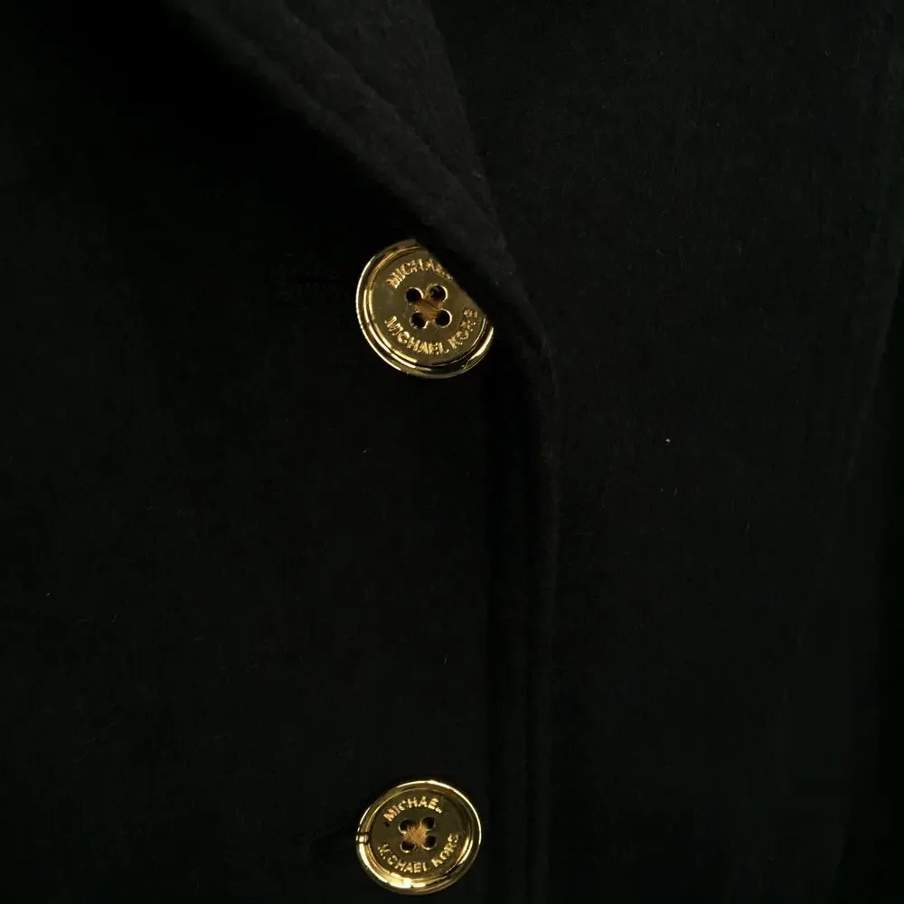 Michael Kors Wool Blend Button Front Hooded Trench Coat Long Sleeve Size Medium